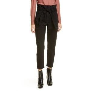 Frame Belted Paperbag Straight Leg Film Noir Black Jeans NWT Size 25
